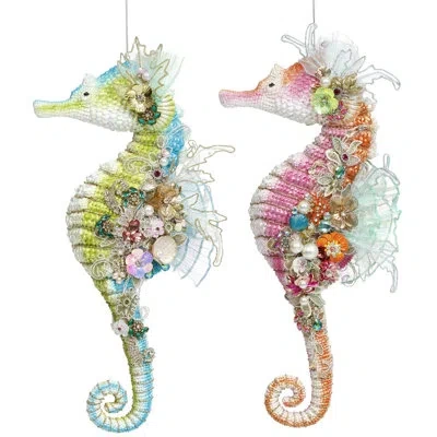 Mark Roberts Jeweled Seahorse Ornament - 17 Inches Set Of 2 In Multi