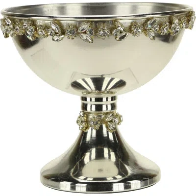 Mark Roberts Jeweled Silver Pedestal Bowl, Small - 7 Inches In Silver;gold;clear