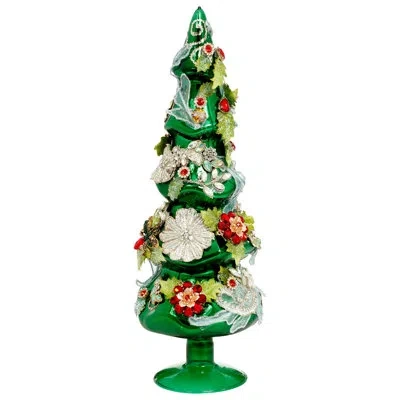 Mark Roberts Jeweled Tree, Green, Small - 14 Inches In Silver;white;green;red