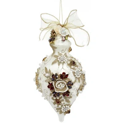 Mark Roberts King's Jewel Fancy Finial Ornament, Ivory Pearl - 8 Inches In White;red;purple;gold