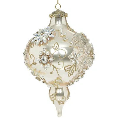 Mark Roberts Kings Jewel Extra Fancy Finial Ornament, Peach- 9 Inches In White;orange;gold;silver;cream