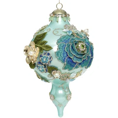 Mark Roberts Kings Jewel Extra Fancy Finial Ornament, Turquoise- 9 Inches In Blue;white;green;gold;silver