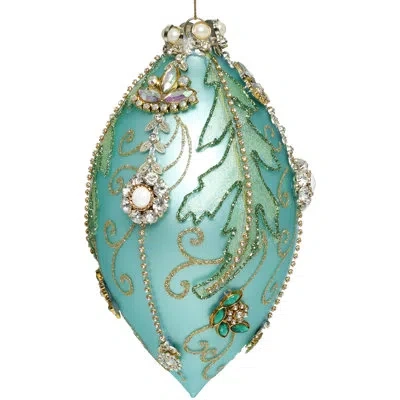 Mark Roberts Kings Jewel Finial Ornament, Turquoise  - 7.5 Inches In Blue;white;green;gold;silver