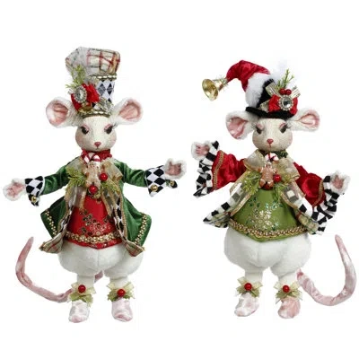 Mark Roberts Kitchen Mouse, Set Of  2 - 12 Inches In White,red,green,gold