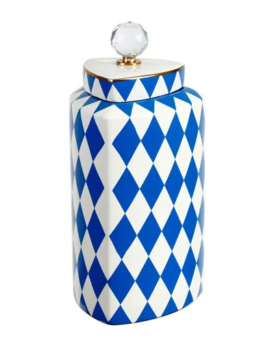 Mark Roberts Large Harlequin Jar With Lid In Blue