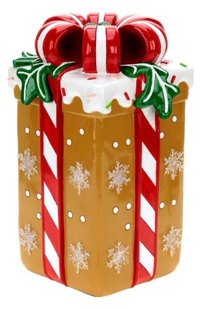 Mark Roberts Lighted Gingerbread Gift Box In Red