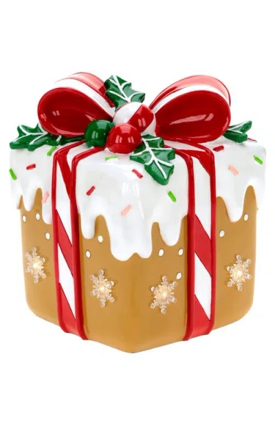 Mark Roberts Lighted Gingerbread Gift Box In Red