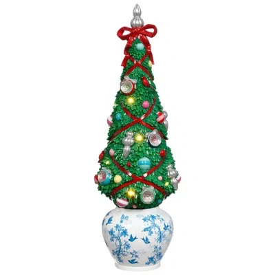 MARK ROBERTS LIGHTED ORNAMENT TREE IN VASE - 18 INCHES