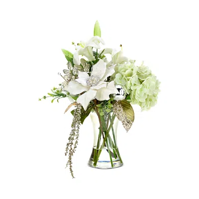 Mark Roberts Lily & Hydrangea Floral Arrangement In Green