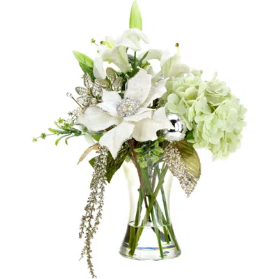 Mark Roberts Lily Hydrangea Christmas Vase In Green