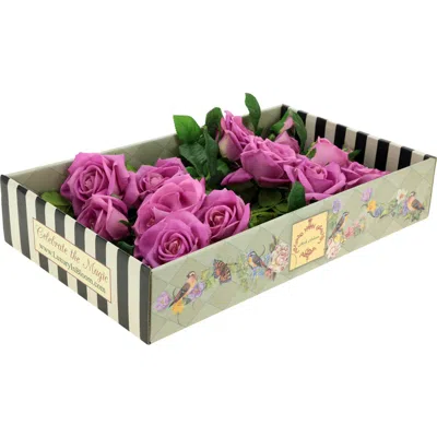 Mark Roberts Luscious Garden Rose Natural Touch, Box Of 6 In Purple