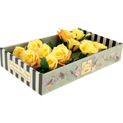 Mark Roberts Luscious Garden Rose Natural Touch, Box Of 6 In Yellow