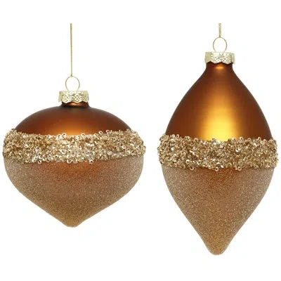Mark Roberts Luxe Banded Ornament, Assortment Of 2- 4-5 Inches In Gold