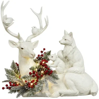 Mark Roberts Lying Deer With Wreath - 32 X 23 Inches In Gold;brown;white;green