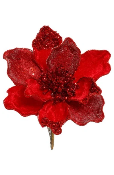 Mark Roberts Magnolia Flower With Clip, Set Of 12 In Red