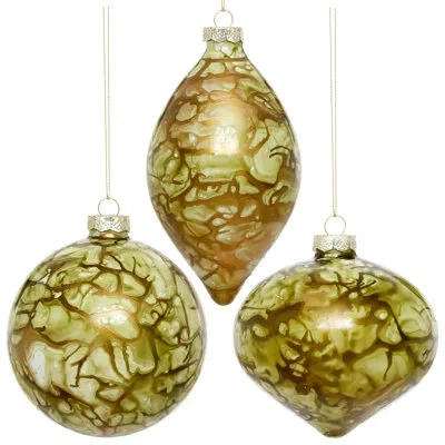 Mark Roberts Marbled Art Ornament, Box Of 6- 4-5 Inches In Gold