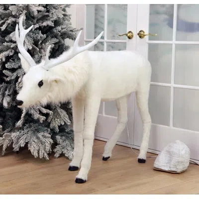 Mark Roberts Mechanical Standing Deer - 51x41 Inches In White