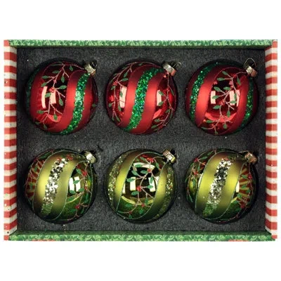 Mark Roberts Mistletoe Twist Ornament, Box Of 6- 4 Inches In Multi