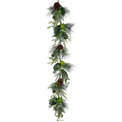 Mark Roberts Mixed Pine Garland - 5 Feet Set Of 2 In Brown;green