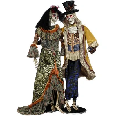 Mark Roberts Mr. And Mrs. Bohemian Skeleton - 60 Inches Set Of 2 In Orange;gold;blue;black;green