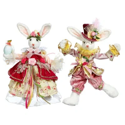 Mark Roberts Mr & Mrs Cotton Tail Rabbit, Small - 13-15 Inches Set Of 2 In Multi