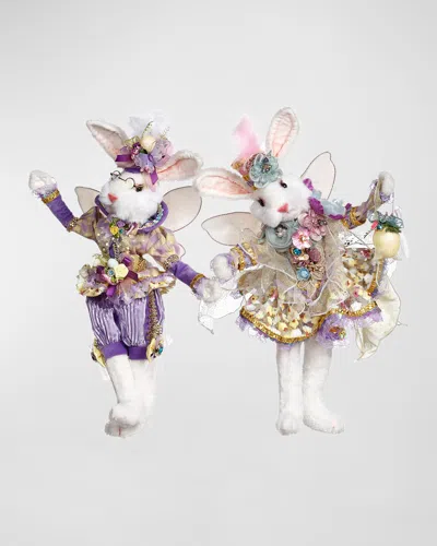 Mark Roberts Mr. And Mrs. Festive Rabbit Fairy, Medium, Set Of 2- 17" In Multi
