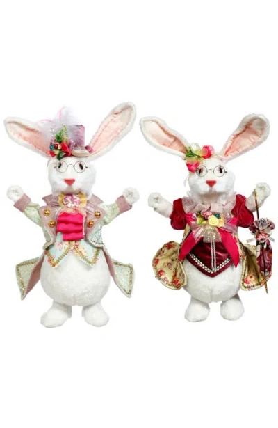 Mark Roberts Mr & Mrs Fluffy Chubby Rabbit, Set Of 2 In Multi