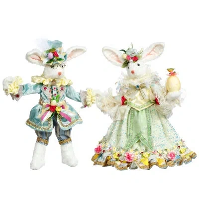 Mark Roberts Mr & Mrs Peter Rabbit, Small - 13 Inches Set Of 2 In Yellow;blue;white;green