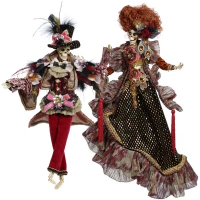 Mark Roberts Mr. And Mrs. Red Carpet Skeleton, Small - 20 Inches Set Of 2 In Pink;orange;purple;gold;black