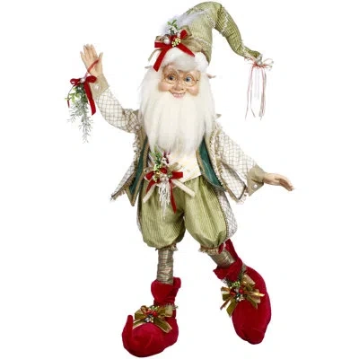 Mark Roberts North Pole Mistletoe Elf - 36 Inches In Green,white,red
