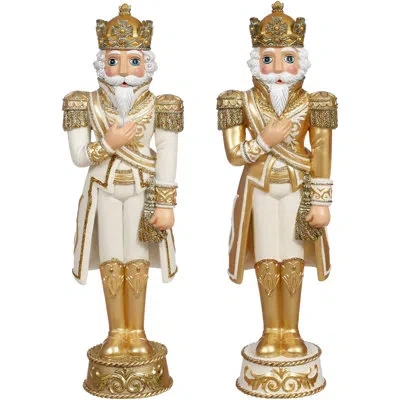 Mark Roberts Nutcracker Table Piece -10 Inches Set Of 2 In Gold;ivory