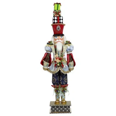 Mark Roberts Nutcracker With Present, Medium - 42 Inches In Gold;silver;blue;white;green;red