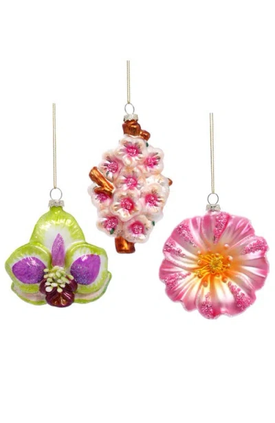 Mark Roberts Orchid Flower Ornament, Set Of 6 In Multi