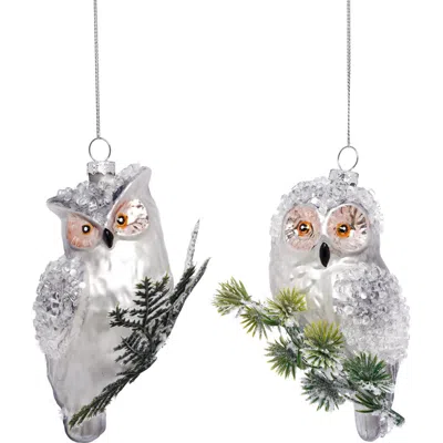 Mark Roberts Owl On Branch Ornament, Set Of 6 In Multi