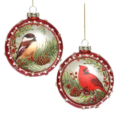 Mark Roberts Pearl Berry Cardinal Ornament - 4 Inches Set Of 6 In Red;gold