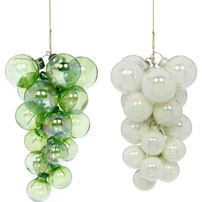 Mark Roberts Pearl Grape Cluster Ornament, Set Of 6 In Green