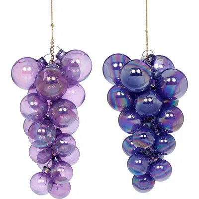 Mark Roberts Pearl Grape Cluster Ornament, Set Of 6 In Purple