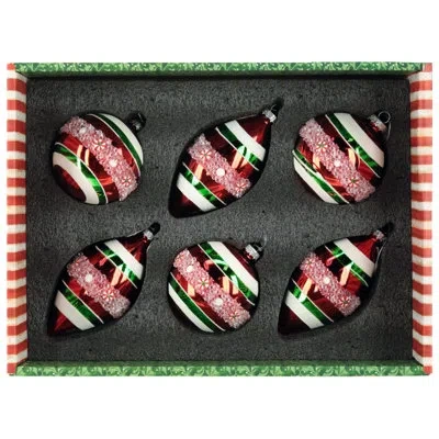Mark Roberts Peppermint Band Ornament, Box Of 6- 3-4 Inches In Red