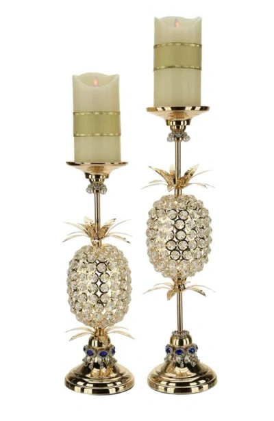 Mark Roberts Pineapple Jewel Candleholder, Set Of 2 In Gold