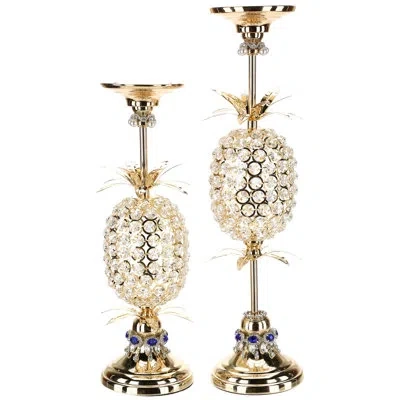 Mark Roberts Pineapple Jewel Candlestick In Gold,silver,navy