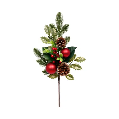 Mark Roberts Pinecone Berry Spray, Set Of 4 In Red