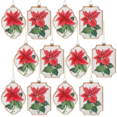 Mark Roberts Poinsettia Framed Ornament, Set Of 12 - 6 Inches In Multi