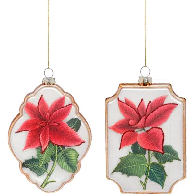 Mark Roberts Poinsettia Framed Ornament,set Of 12 In Multi