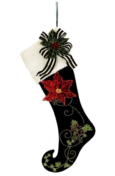 Mark Roberts Poinsettia Ivy Stocking In Multi