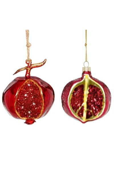 Mark Roberts Pomegrante Ornament, Set Of 6 In Red