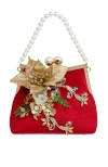 Mark Roberts Red Bag With Pearl Chain Ornament In Red