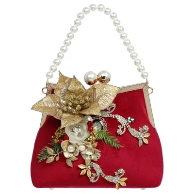 Mark Roberts Red Bag With Pearl Chain Ornament -9 X 8.5 Inches