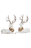 Mark Roberts Reindeer With Wreath, Set Of 2 In White