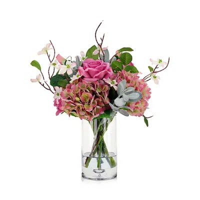 Mark Roberts Rose Hydrangea Faux Floral Bouquet In Pink