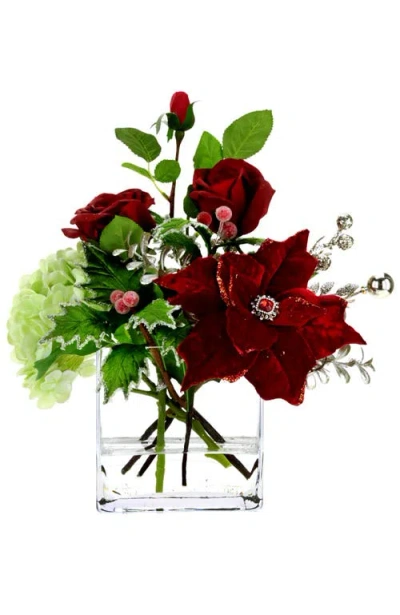 Mark Roberts Rose Hydrangea Poinsettia Vase In Multi